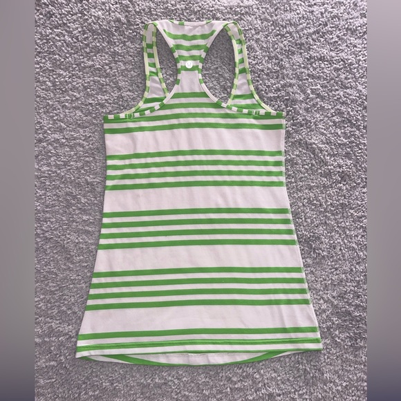 Lululemon Women’s Cool Racerback Tank Top Ocean Stripe Frond Green/White Size 4 - Picture 4 of 4